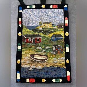 Natalie Rowe hand-hooked wall hanging